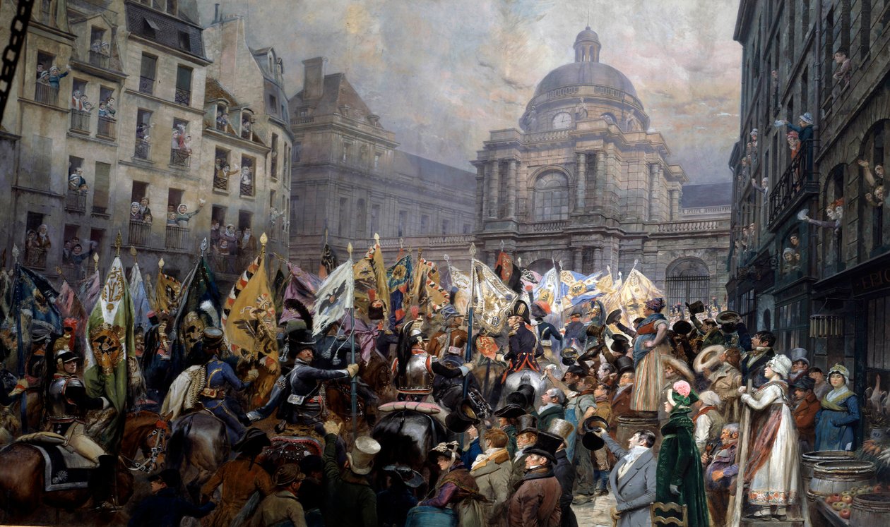 przekazany senatowi trofeów po bitwie pod ulm i austerlitz (1 stycznia autorstwa Jean Baptiste Edouard Detaille