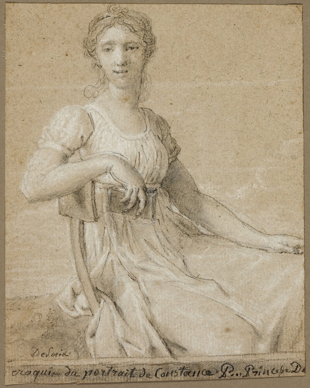 Szkic portretu Constance Pipelet (recto); głowa kobiety (verso) autorstwa Jean Baptiste Francois Desoria
