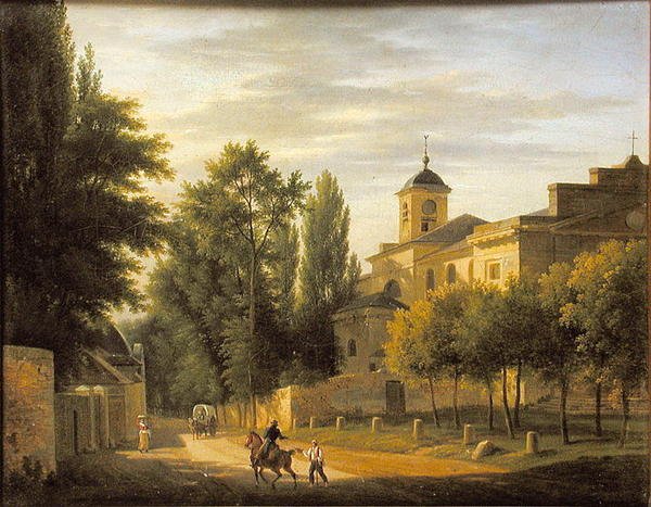 Widok kościoła Ville dAvray z ok. 1820 r. autorstwa Jean Baptiste Gabriel Langlace
