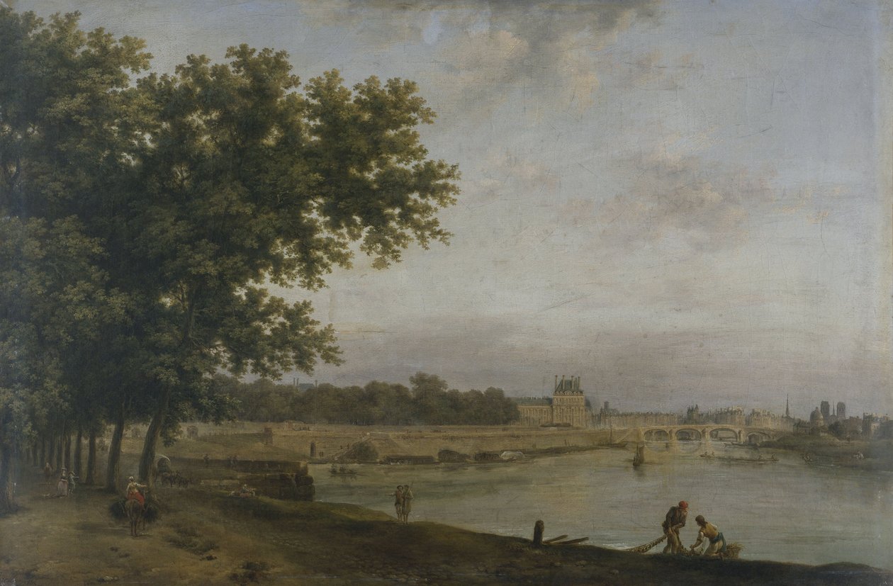 Tuileries i Pont Royal widziane z Cours-la-Reine, 1783 (olej na płótnie) autorstwa Jean Baptiste Genillion