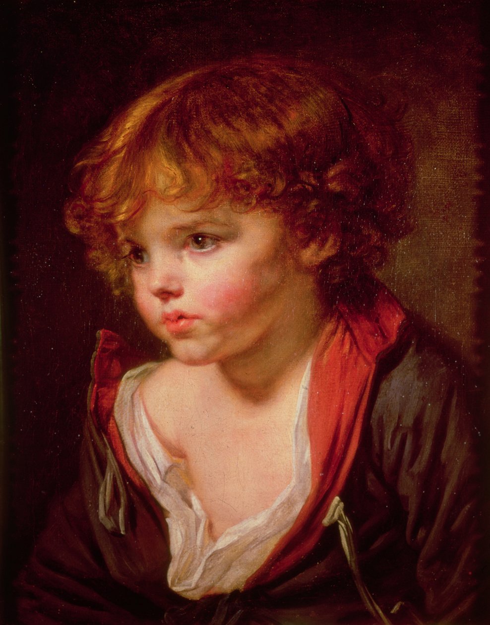 Blondwłosy chłopiec w rozpiętej koszuli autorstwa Jean Baptiste Greuze