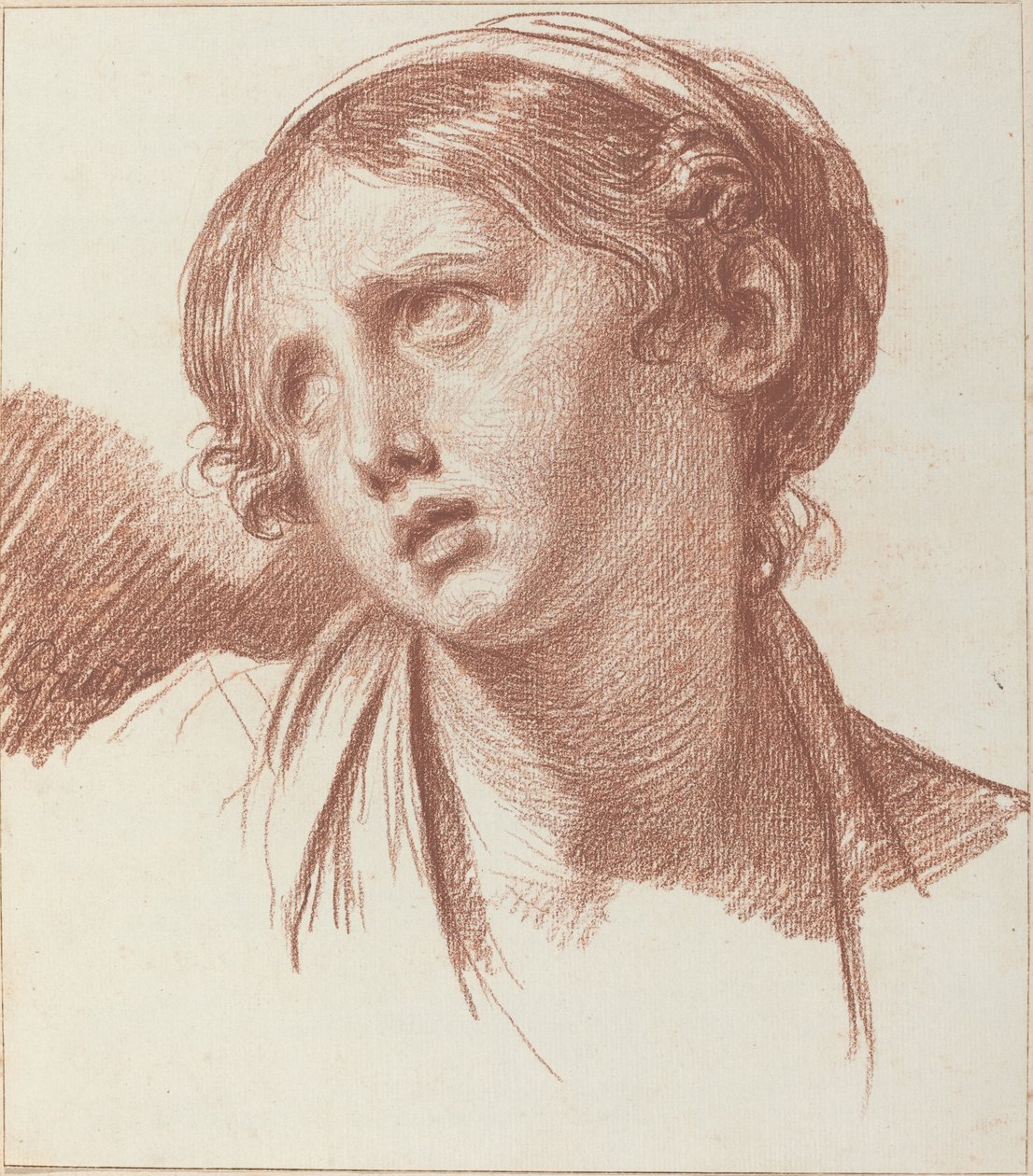 Młoda dziewczyna patrząca w górę autorstwa Jean Baptiste Greuze