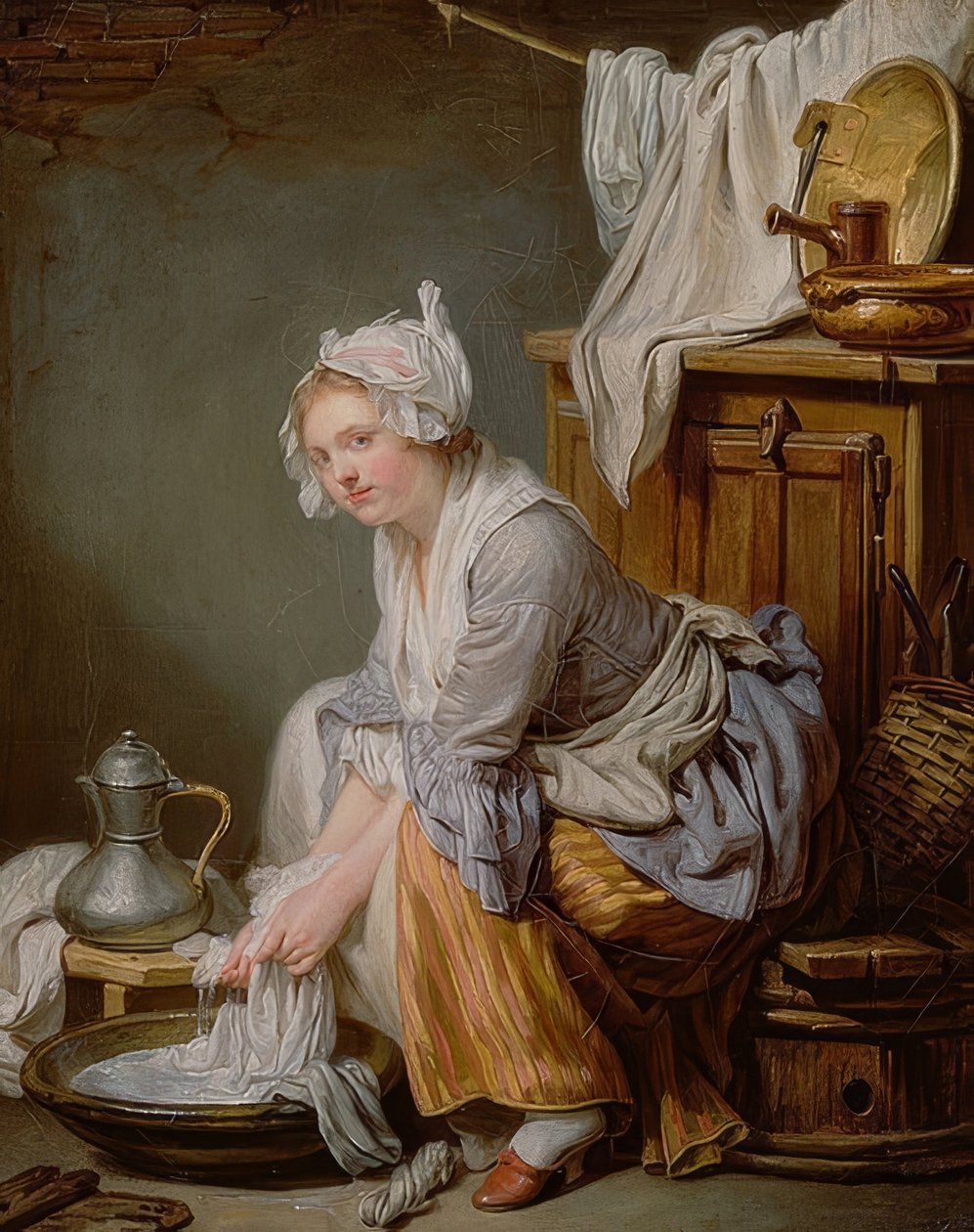 Praczka (La Blanchisseuse). 1761 autorstwa Jean Baptiste Greuze