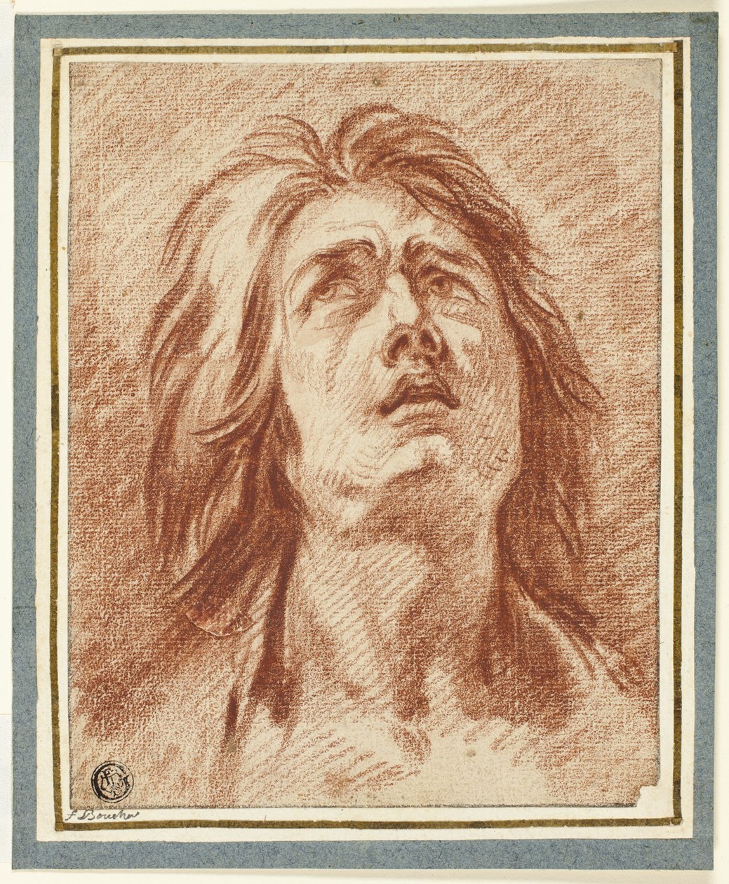 Niepokój: Głowa kobiety patrzącej w górę autorstwa Jean Baptiste Greuze