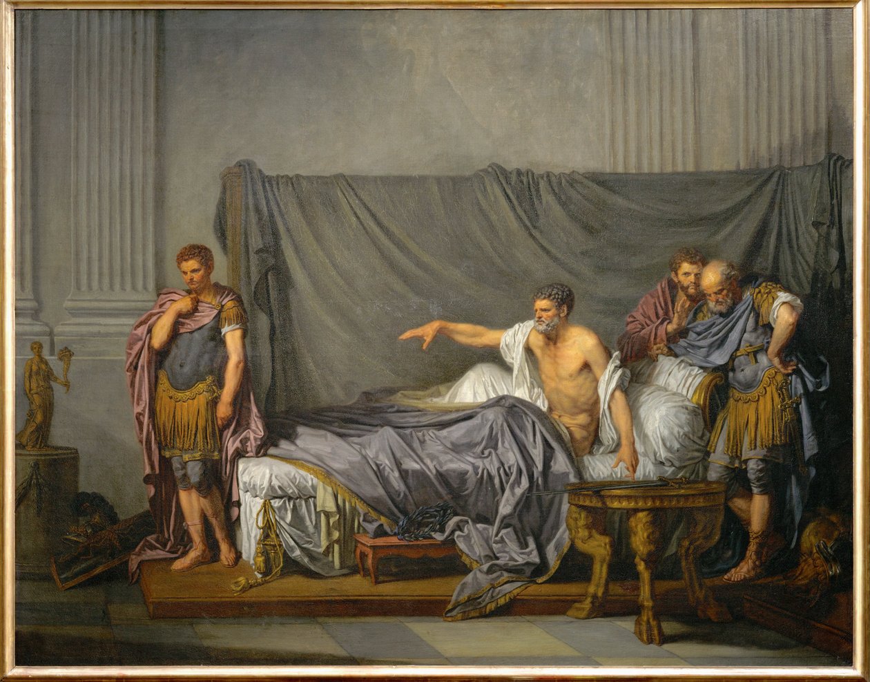 Cesarz Lucjusz Septymiusz Sewer oskarża swojego syna Karakallę o zaplanowanie zabójstwa ... autorstwa Jean Baptiste Greuze