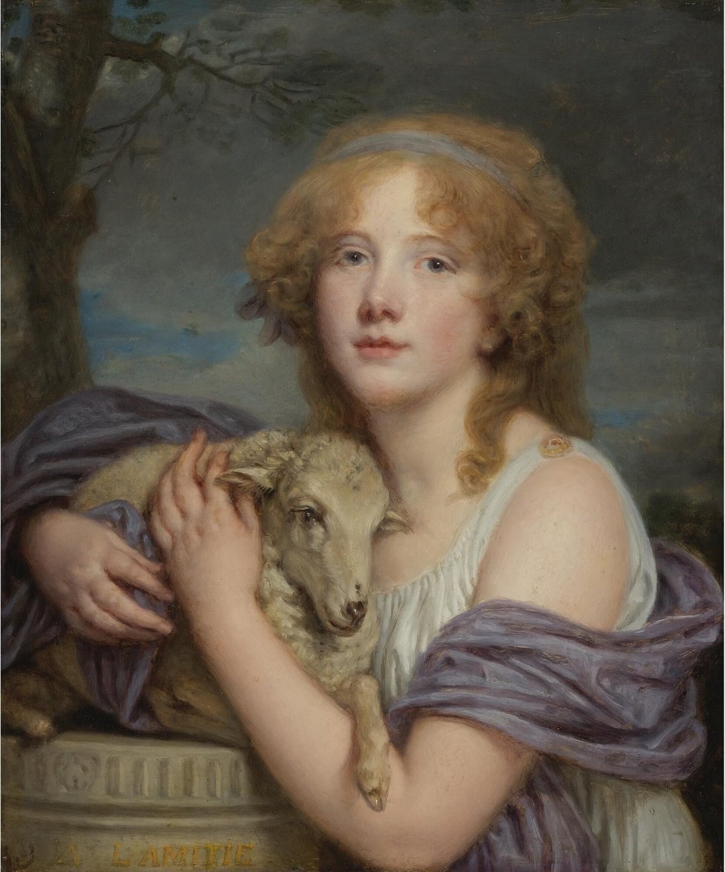 Dziewczyna z barankiem autorstwa Jean Baptiste Greuze
