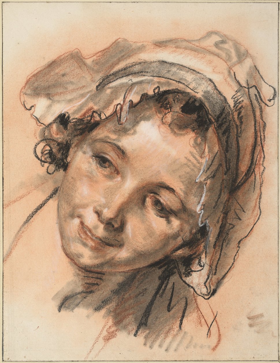 Głowa uśmiechniętej dziewczyny autorstwa Jean Baptiste Greuze