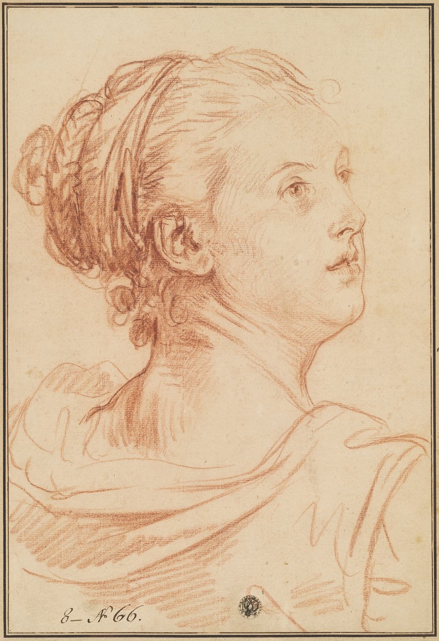 Głowa kobiety patrzącej przez ramię autorstwa Jean Baptiste Greuze