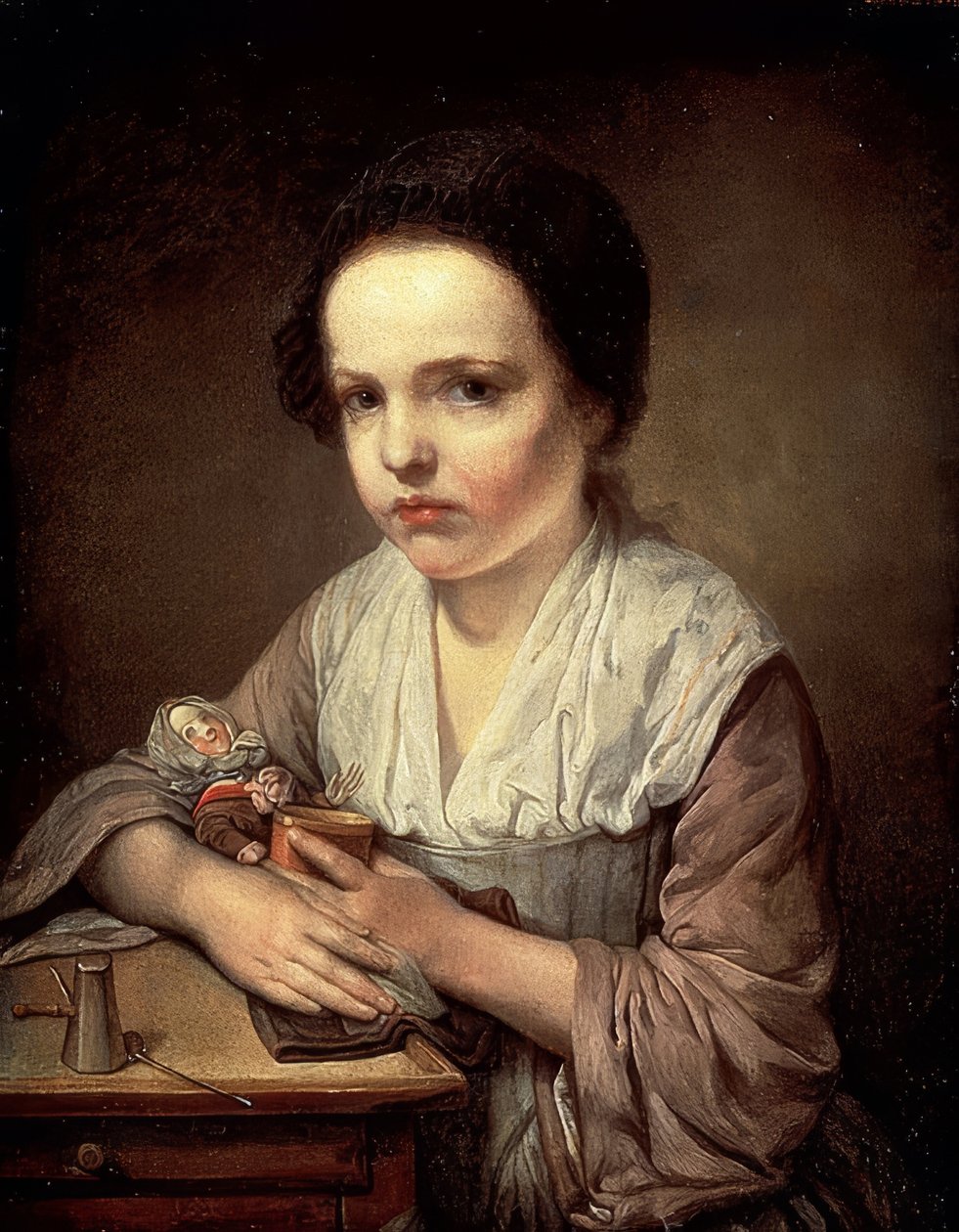 Dziewczynka z lalką. 1750s autorstwa Jean Baptiste Greuze