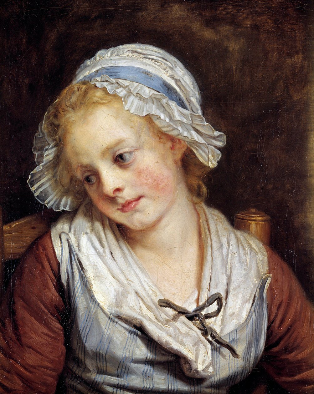 Portret dziewczyny Obraz Jean-Baptiste Greuze (1725-1805). 1765. wym. 0,45x0,37m. Chantilly, Musee Conde - Portret młodej dziewczyny. Obraz Jean-Baptiste Greuze (1725-1805). 1765. 0,45 x 0,37 m. Muzeum Conde, Chantilly, Francja autorstwa Jean Baptiste Greuze