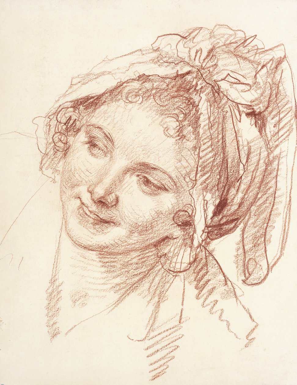 Głowa młodej dziewczyny pochylonej w lewo, autorstwa Jean Baptiste Greuze