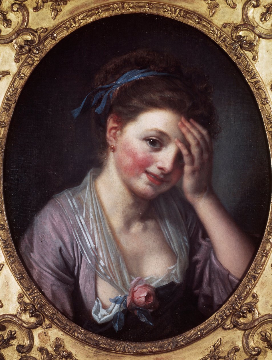 Dziewczyna ma różę Obraz Jeana Baptiste Greuze (1725-1805) XVIII wiek. Paryż, Musee Cognacq Jay. autorstwa Jean Baptiste Greuze