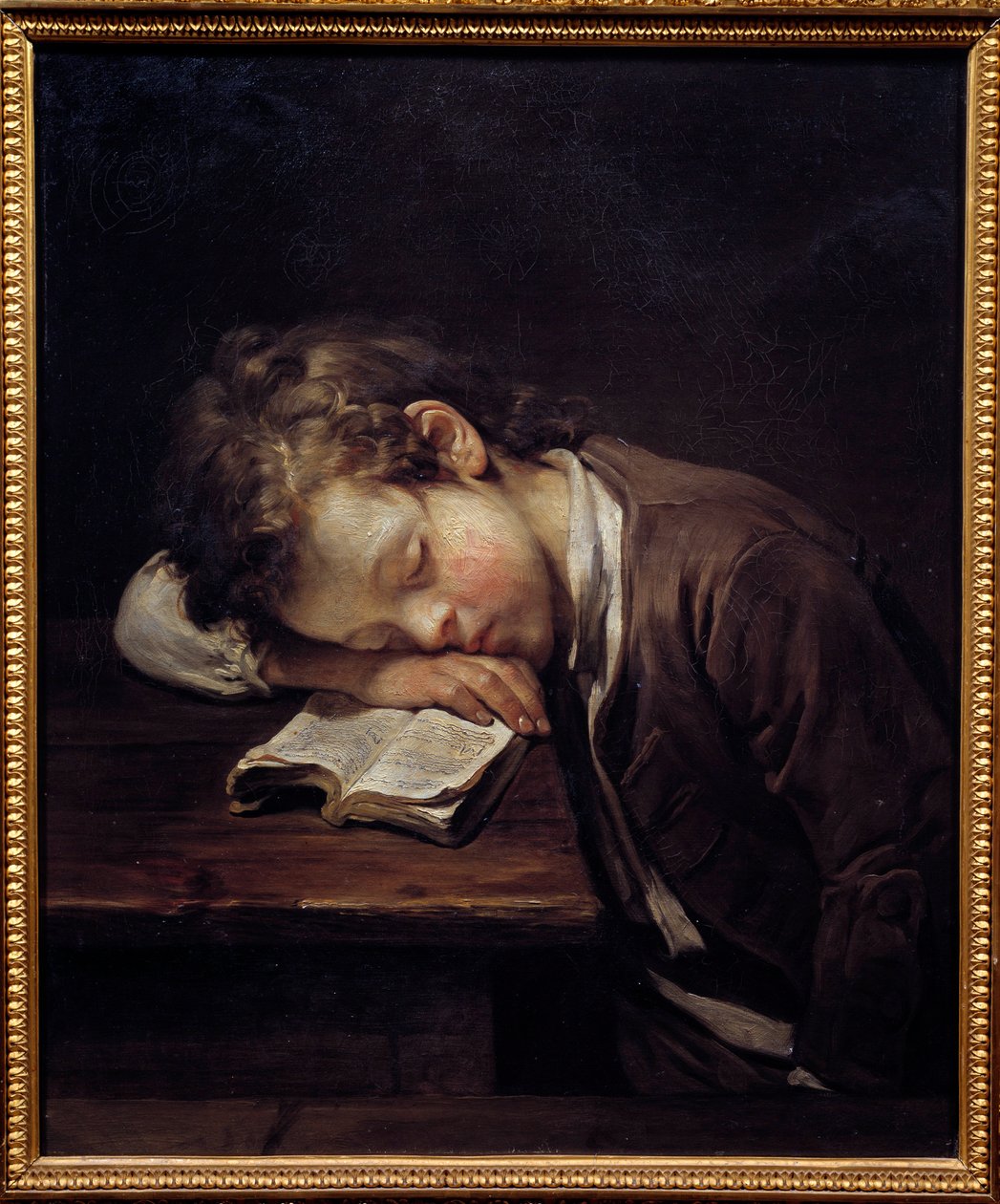 Leniwy maluch. Portret młodego chłopca, który zabił swoją książkę. Obraz Jeana Baptiste Greuze (1725-1805) autorstwa Jean Baptiste Greuze