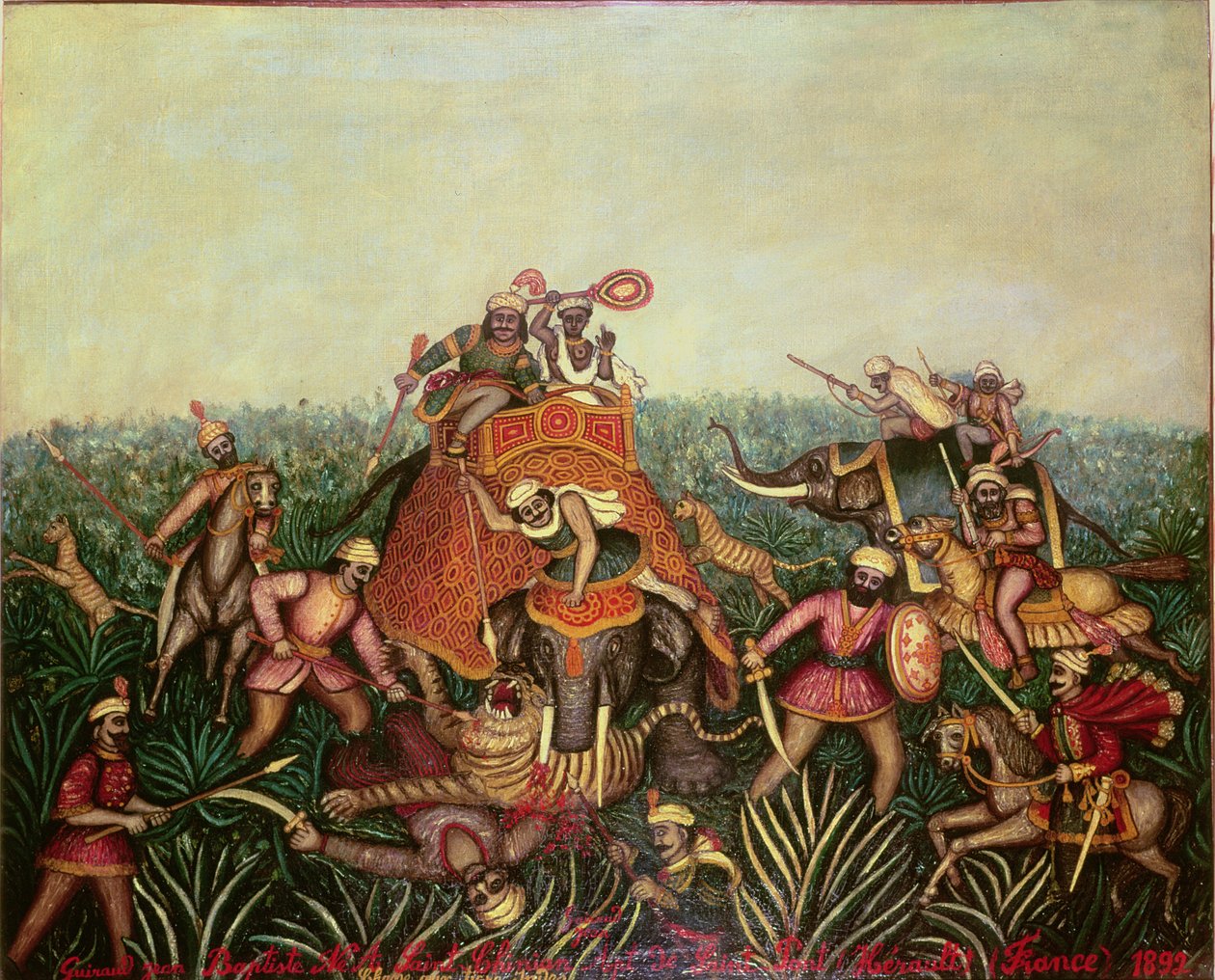 Polowanie na tygrysy, 1892 autorstwa Jean Baptiste Guiraud