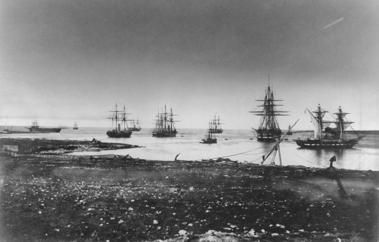 wojna krymska, eskadra francuska, wejście do portu, 1855 autorstwa Jean Baptiste Henri Durand Brager