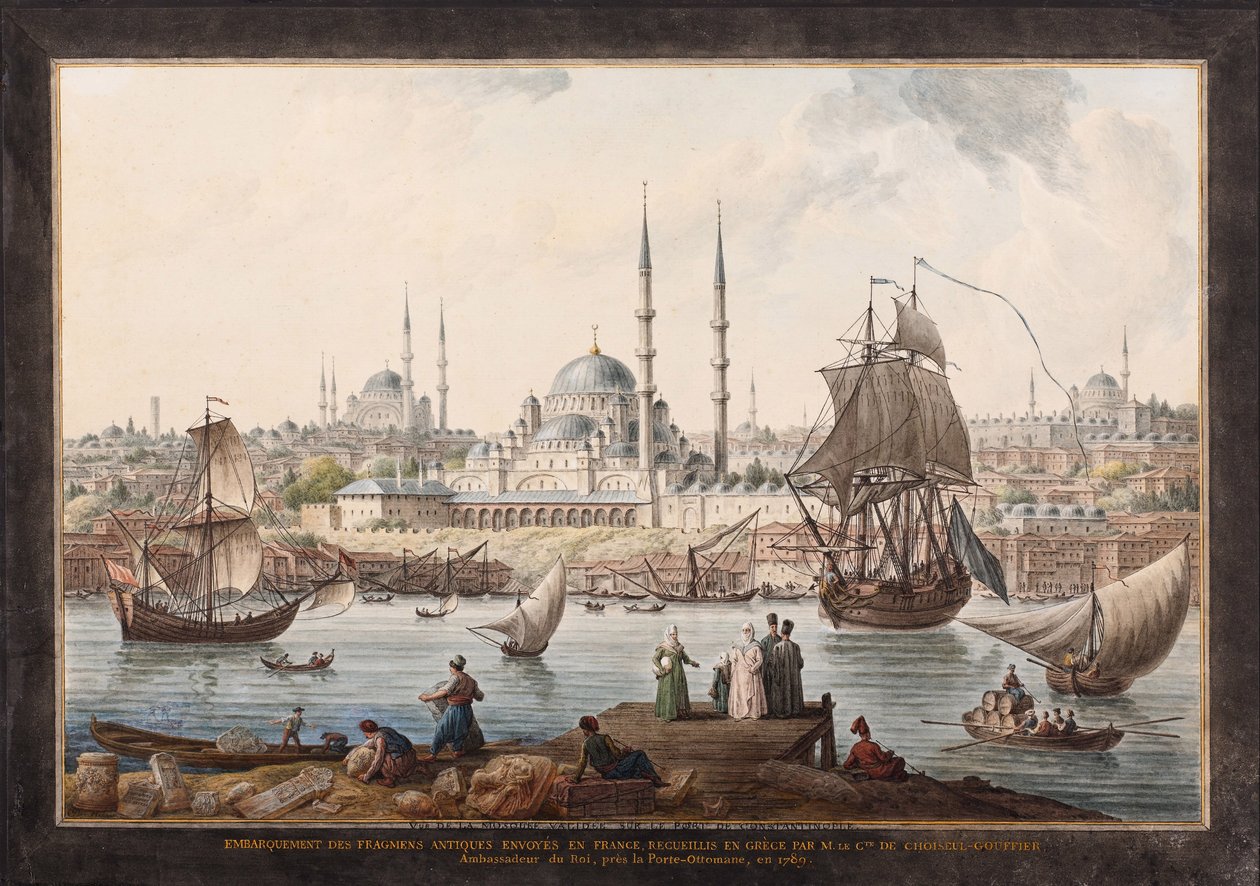 Yeni Cami i port w Stambule, druga połowa XVIII wieku. autorstwa Jean Baptiste Hilair