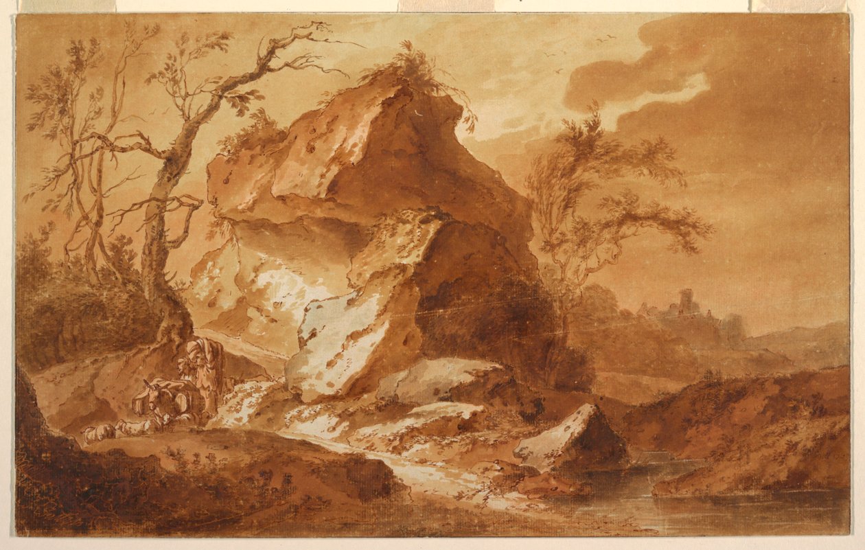 Górzysty krajobraz autorstwa Jean Baptiste Huet