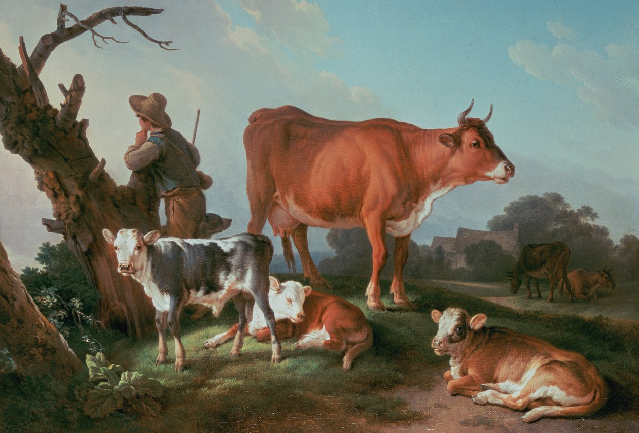 Scena pasterska z pasterzem autorstwa Jean Baptiste Huet