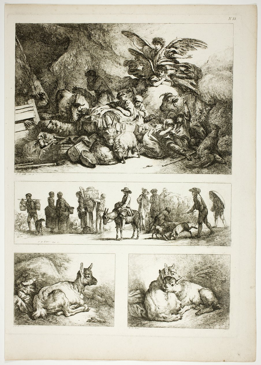 Tablica 33 z 38 z Oeuvres de J. B. Huet autorstwa Jean Baptiste Huet