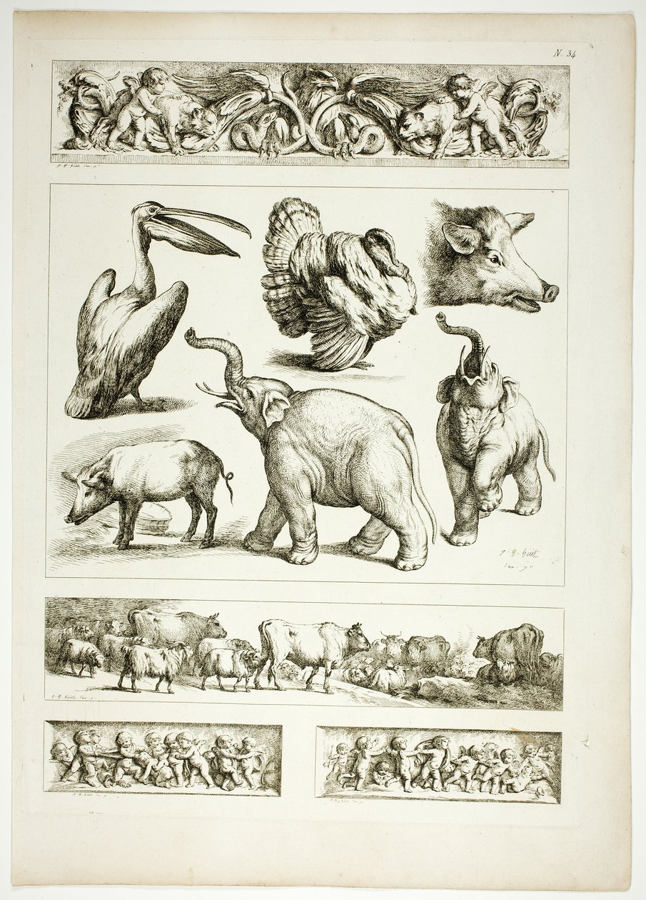 Tabliczka 34 z 38 z Oeuvres de J. B. Huet autorstwa Jean Baptiste Huet