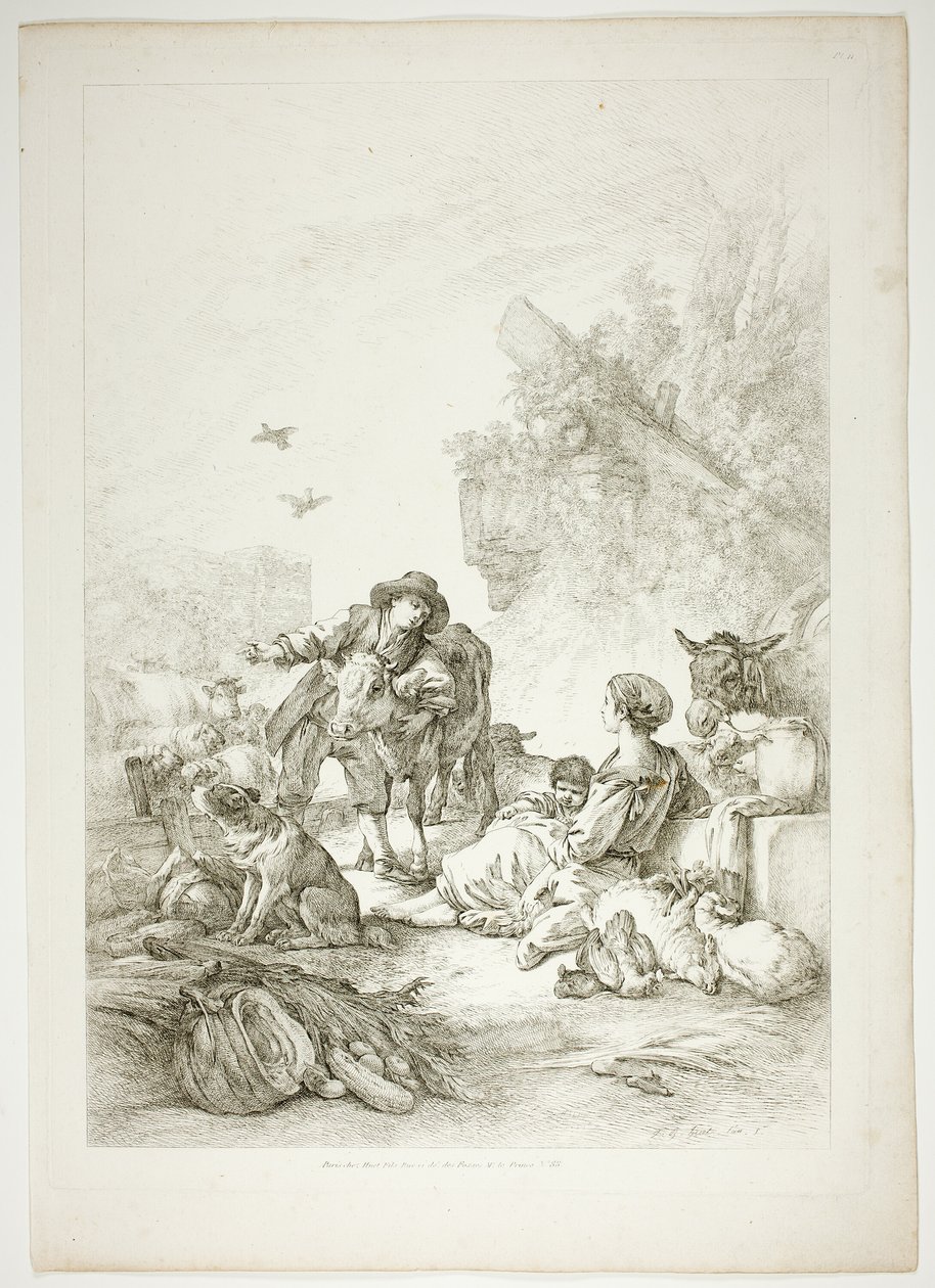 Tabliczka jedenasta z 38 z Oeuvres de J. B. Huet autorstwa Jean Baptiste Huet