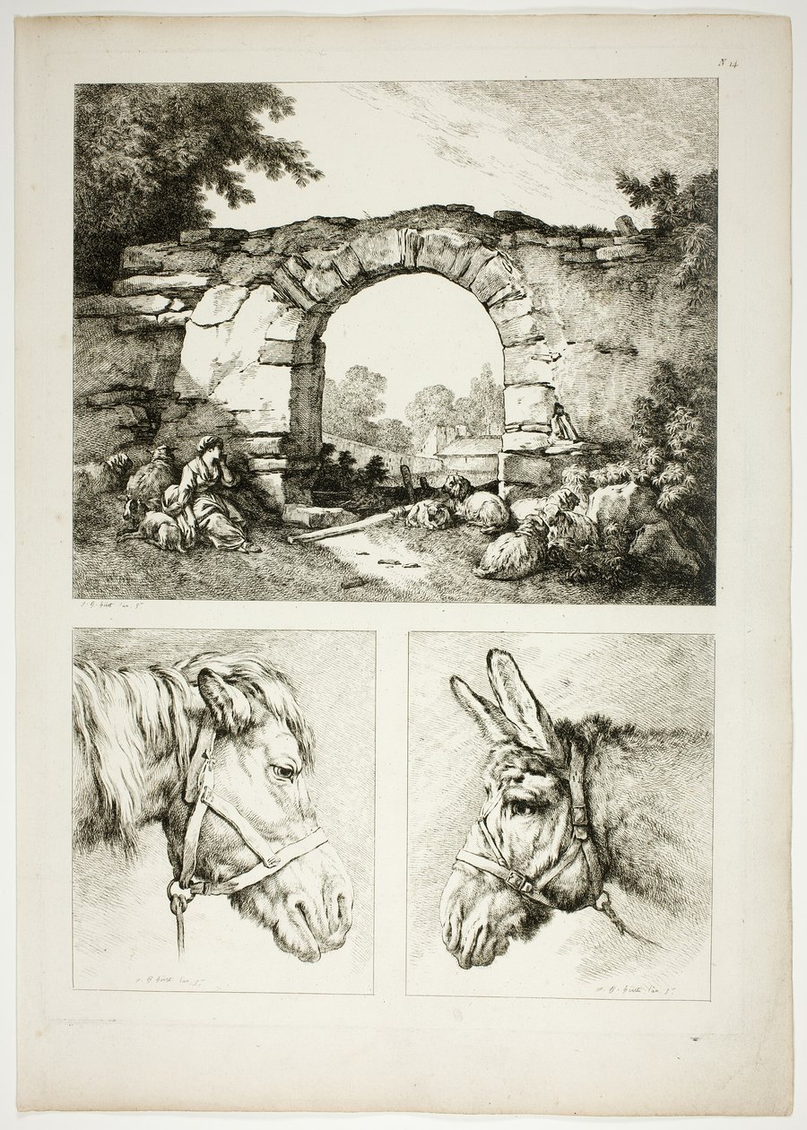 Tablica czternasta z 38 z Oeuvres de J. B. Huet autorstwa Jean Baptiste Huet