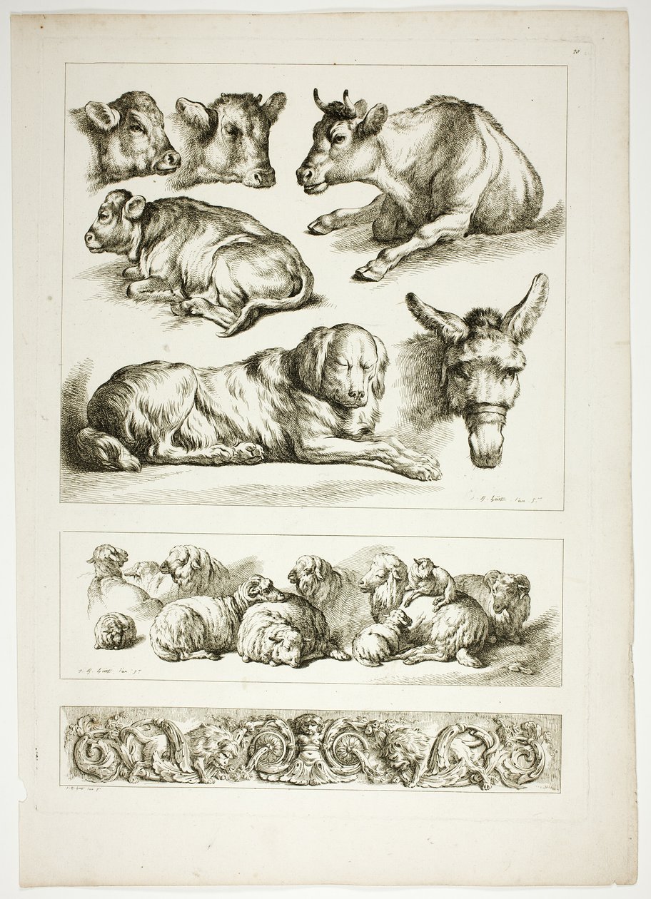 Tabliczka 20 z 38 z Oeuvres de J. B. Huet autorstwa Jean Baptiste Huet