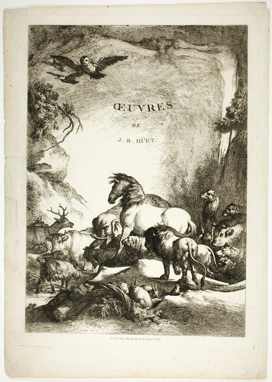 Strona tytułowa z Oeuvres de J. B. Huet autorstwa Jean Baptiste Huet