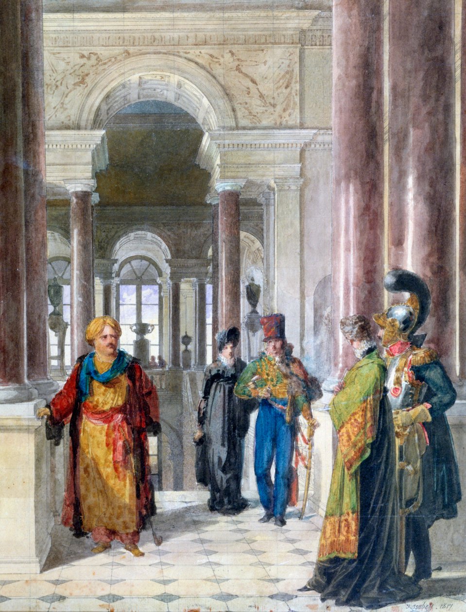 Zwiedzanie muzeum, 1817 autorstwa Jean Baptiste Isabey