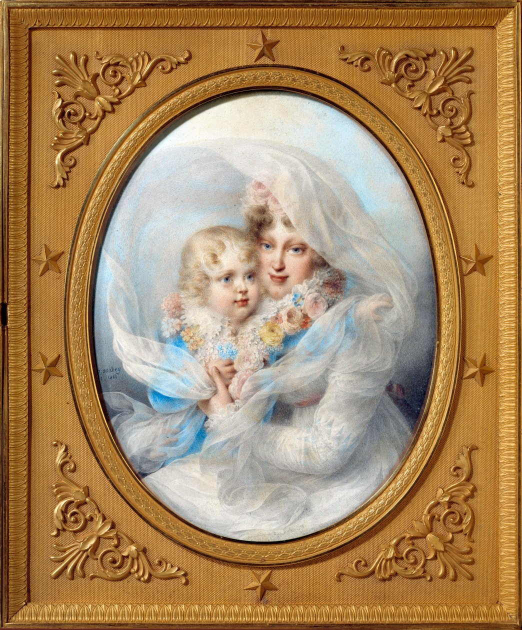Portrety Marii Ludwiki (1791-1847) i króla Rzymu Napoleona II, księcia Reichstadt (1811-1832) syna cesarza Napoleona I (1769-1821) Obraz Jana Chrzciciela Isabey (1767-1855) 1814 Kolekcja prywatna autorstwa Jean Baptiste Isabey