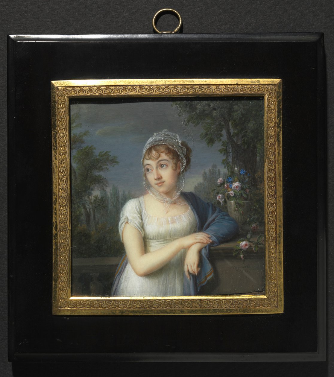 Portret kobiety przy balustradzie, 1804. autorstwa Jean Baptiste Jacques Augustin