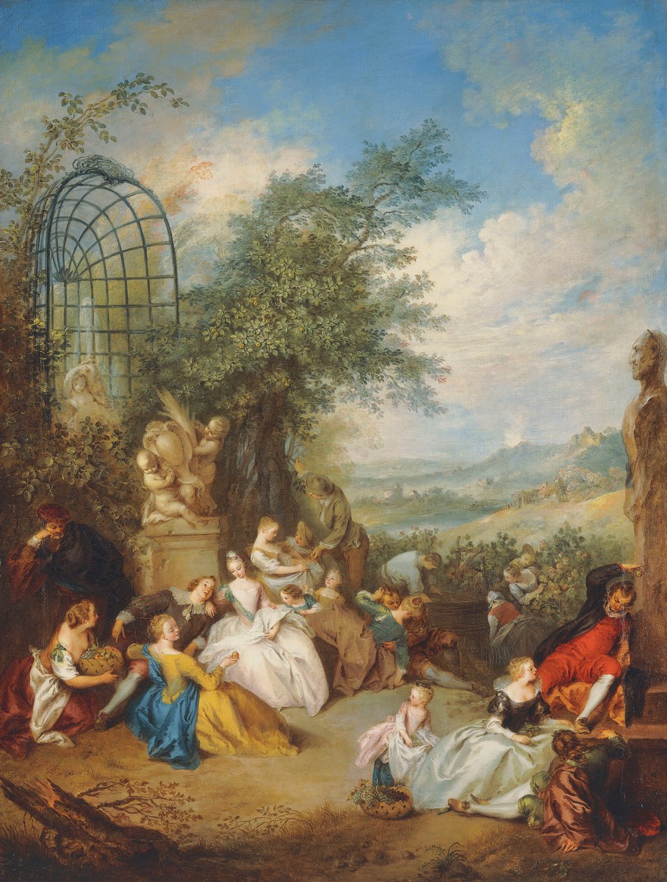 Fete Champetre podczas zbiorów winogron, autorstwa Jean Baptiste Joseph Pater