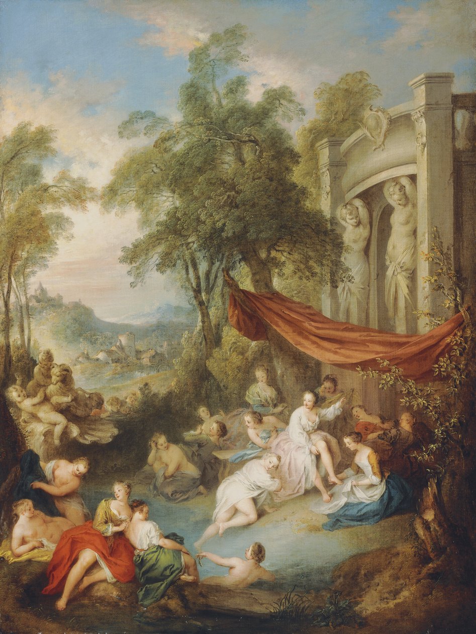 Nimfy kąpiące się w basenie przy loggii, autorstwa Jean Baptiste Joseph Pater