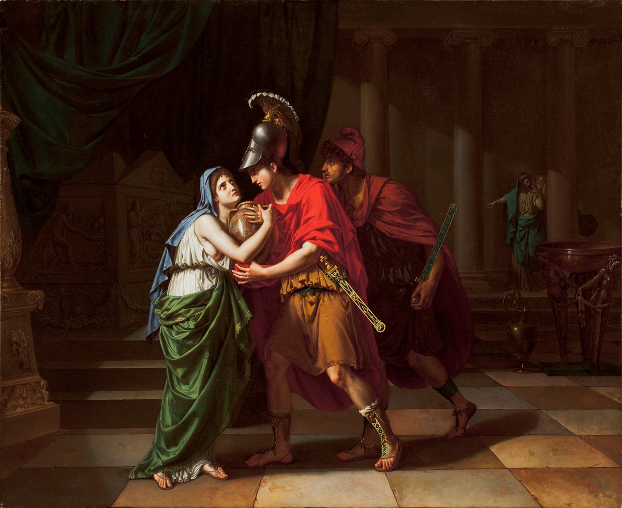 Elektra otrzymująca prochy swojego brata, Orestes, 1826-27 autorstwa Jean Baptiste Joseph Wicar