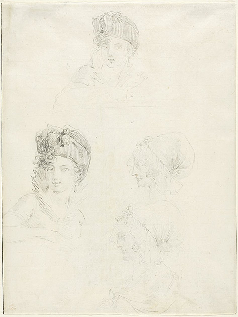 Cztery szkice dwóch kobiet autorstwa Jean Baptiste Joseph Wicar