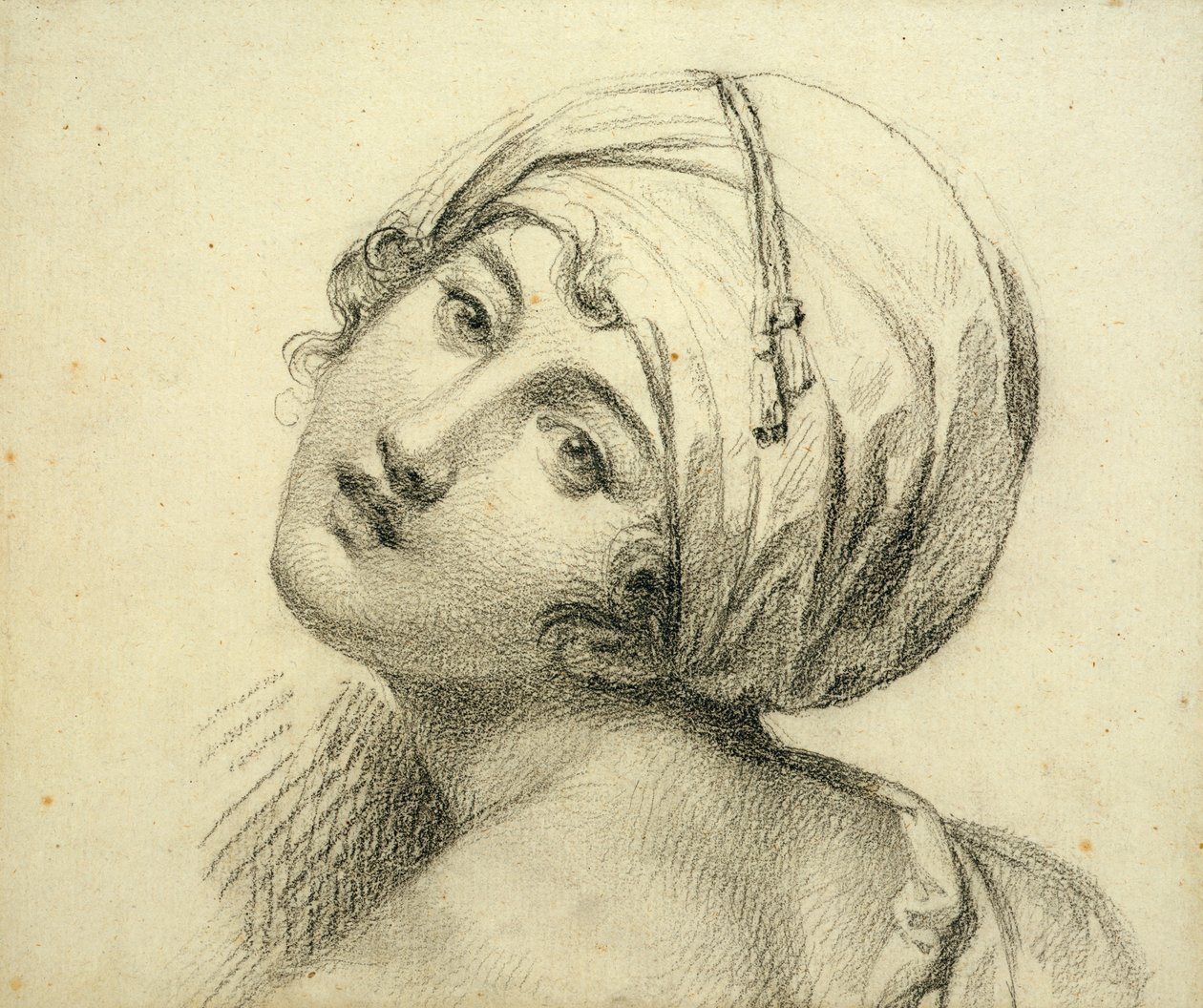 Portret Emmy (ok.1765-1815) Lady Hamilton (czarna kreda na papierze) autorstwa Jean Baptiste Joseph Wicar