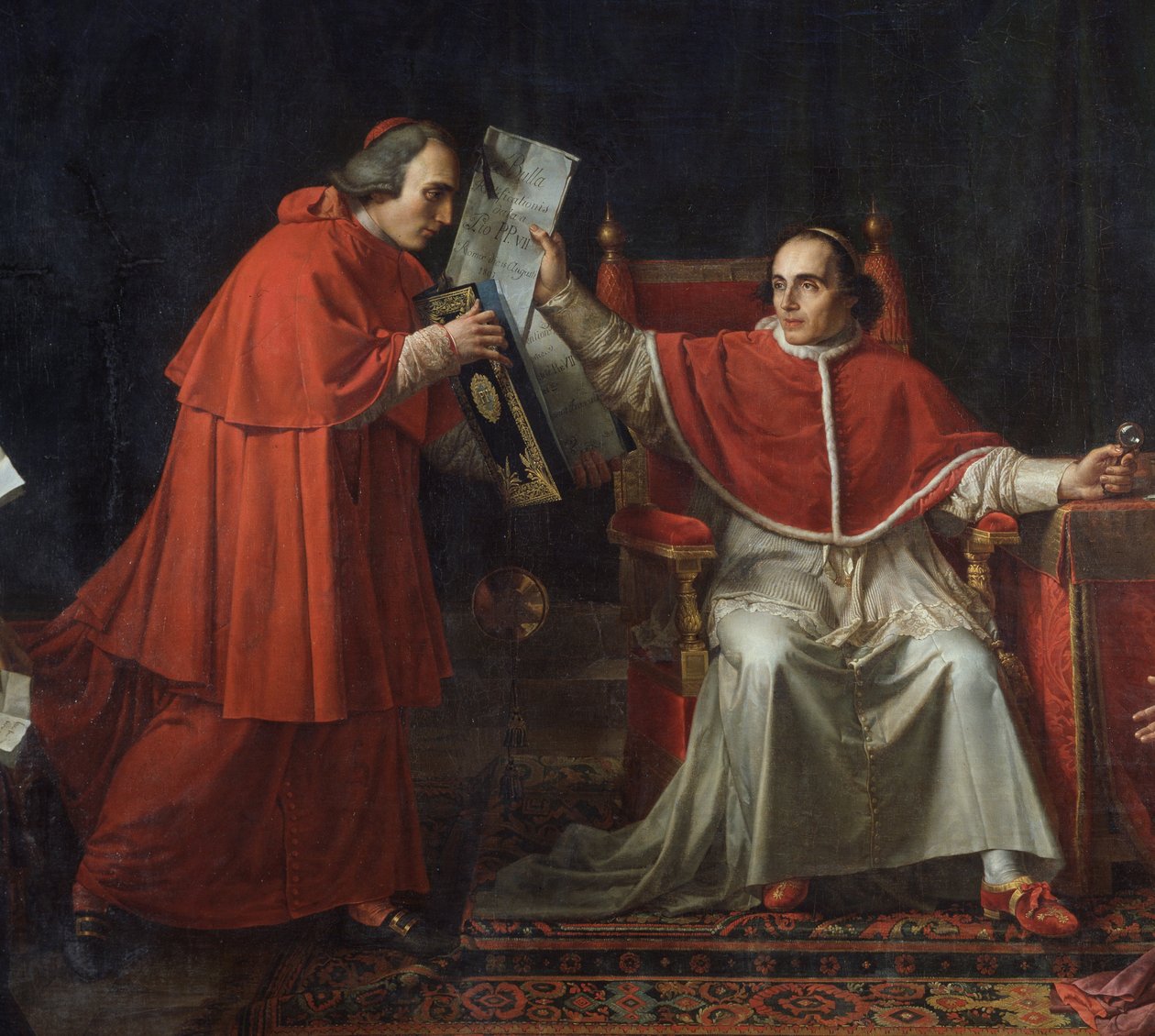 Podpisanie konkordatu między Francją a Świętym Oblężeniem (Saint Siege) przez papieża Piusa VII (1742 - 1823), 15 sierpnia autorstwa Jean Baptiste Joseph Wicar