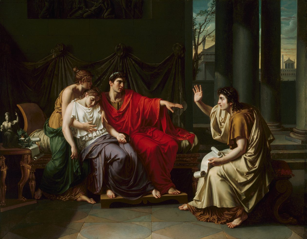 Wergiliusz czytający "Eneidę" Augustowi, Oktawii i Liwii autorstwa Jean Baptiste Joseph Wicar