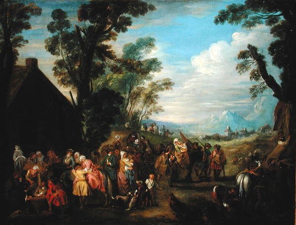Wyjazd na wojnę autorstwa Jean Baptiste Joseph attr. to Pater