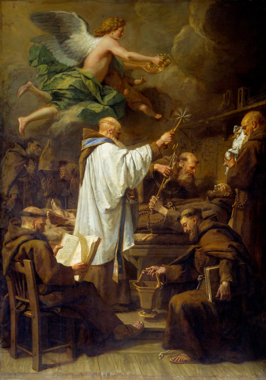 Śmierć św. Franciszka z Asyżu (1181-1226) Obraz Jeana Jouveneta (1644-1717) XVIII-wieczne słońce. 2,07x1,5 m Rouen, Musee des Beaux Arts autorstwa Jean Baptiste Jouvenet