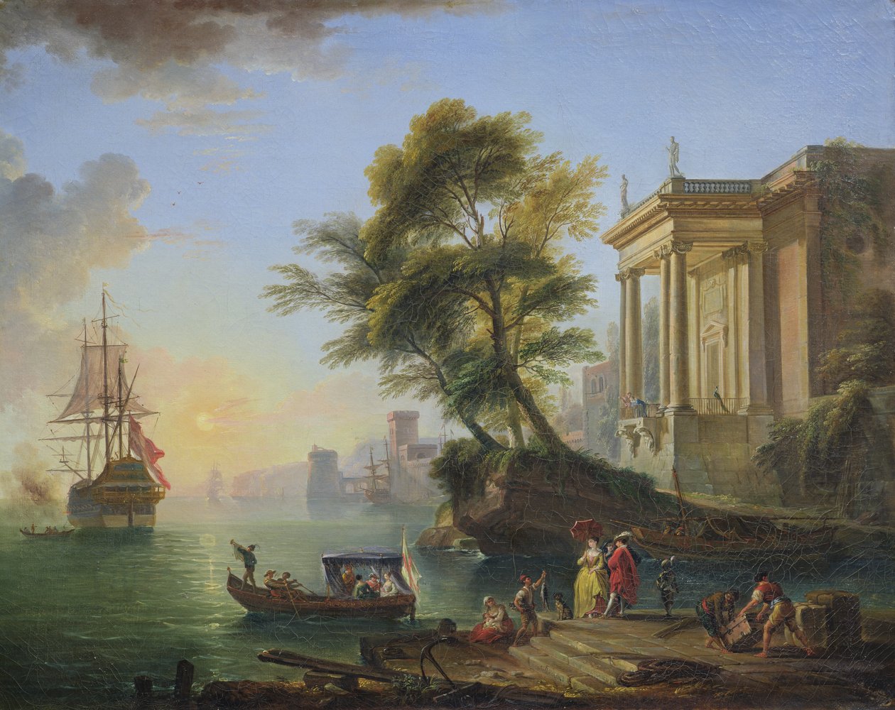 Marina, zachód słońca autorstwa Jean Baptiste Lallemand