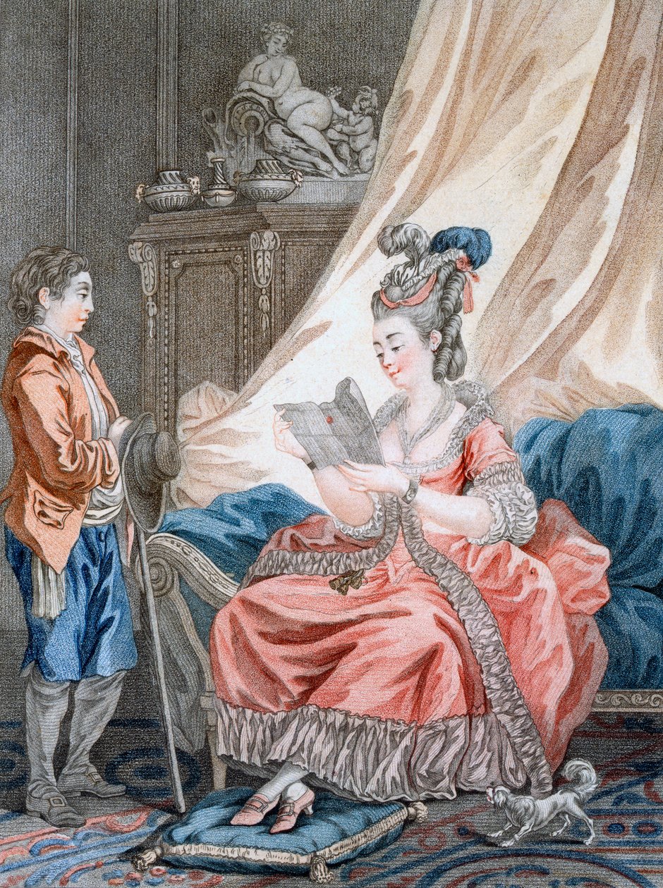 The Welcome News, grawerowane przez L. Marin, wyd. Vivares, Londyn, ok. 1770-80 autorstwa Jean Baptiste Le Prince