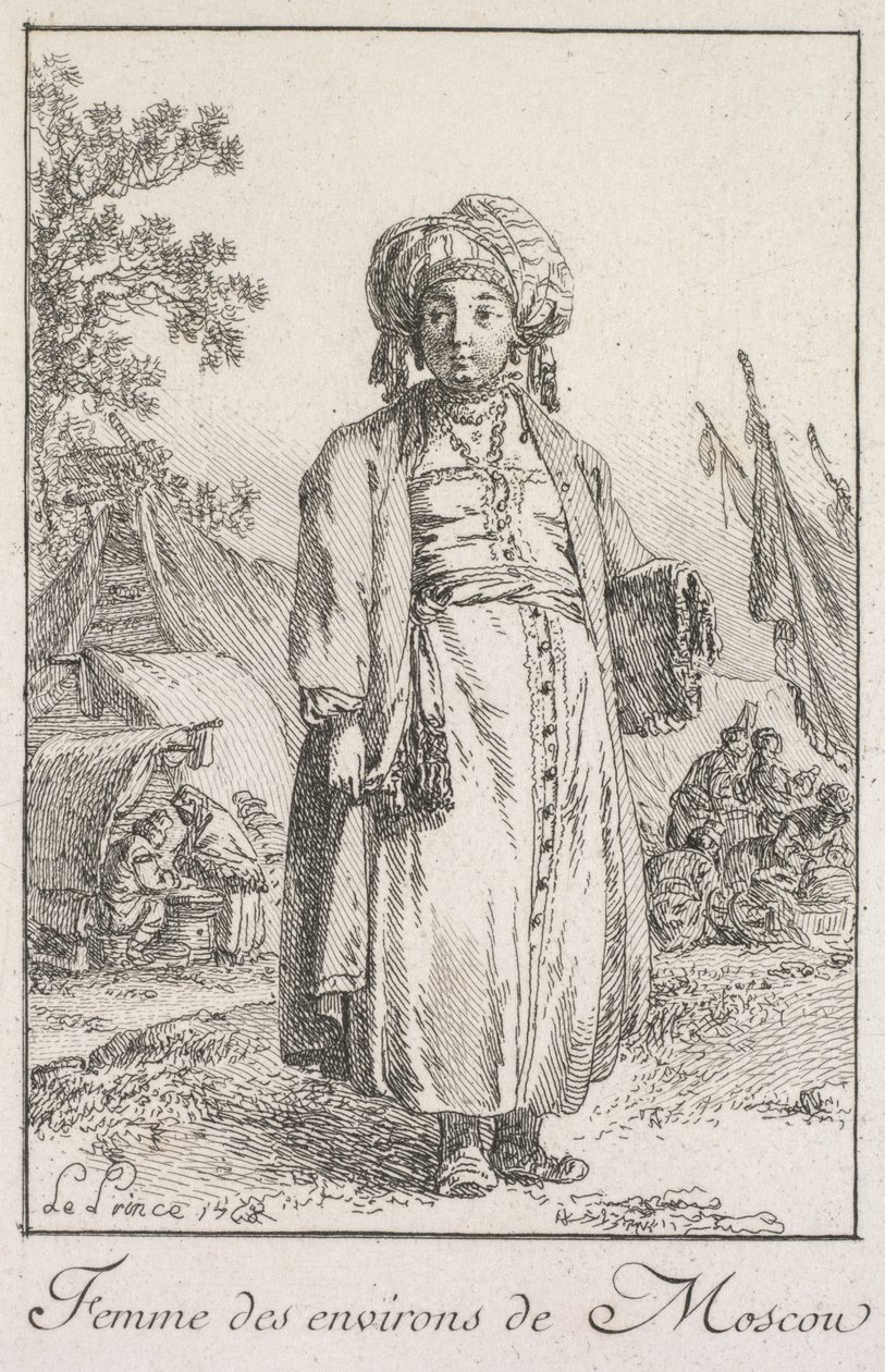 Kobieta z przedmieścia Moskwy, 1768. autorstwa Jean Baptiste Le Prince
