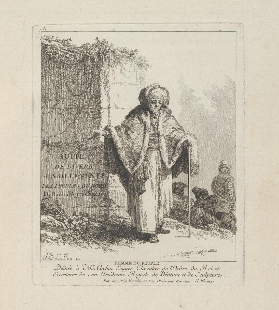 Kobieta z ludu, płyta pierwsza z książki Różne ubrania ludów północnych autorstwa Jean Baptiste Le Prince