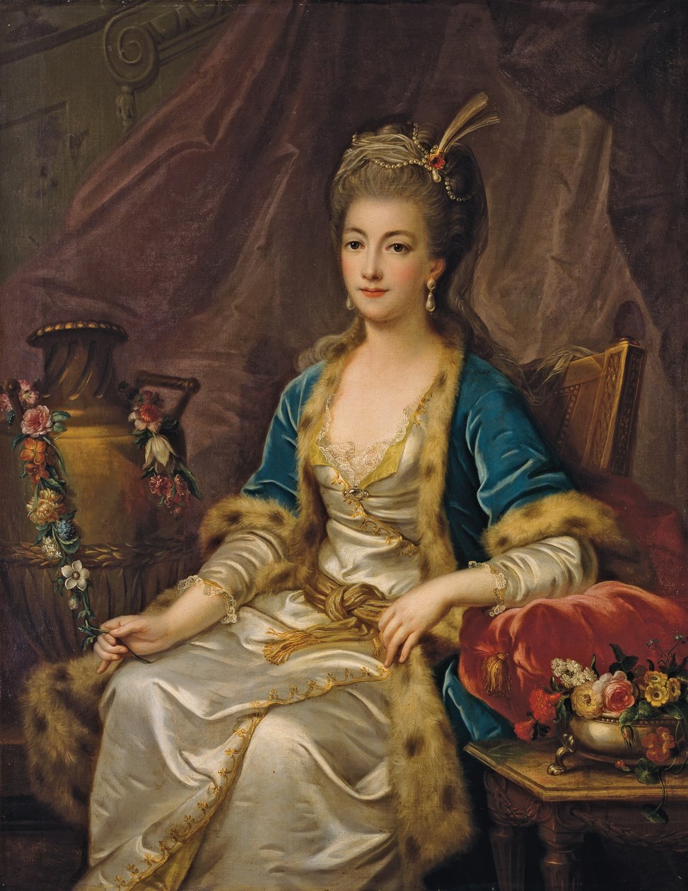 Portret siedzącej kobiety ubranej „à la russe” autorstwa Jean Baptiste Leprince