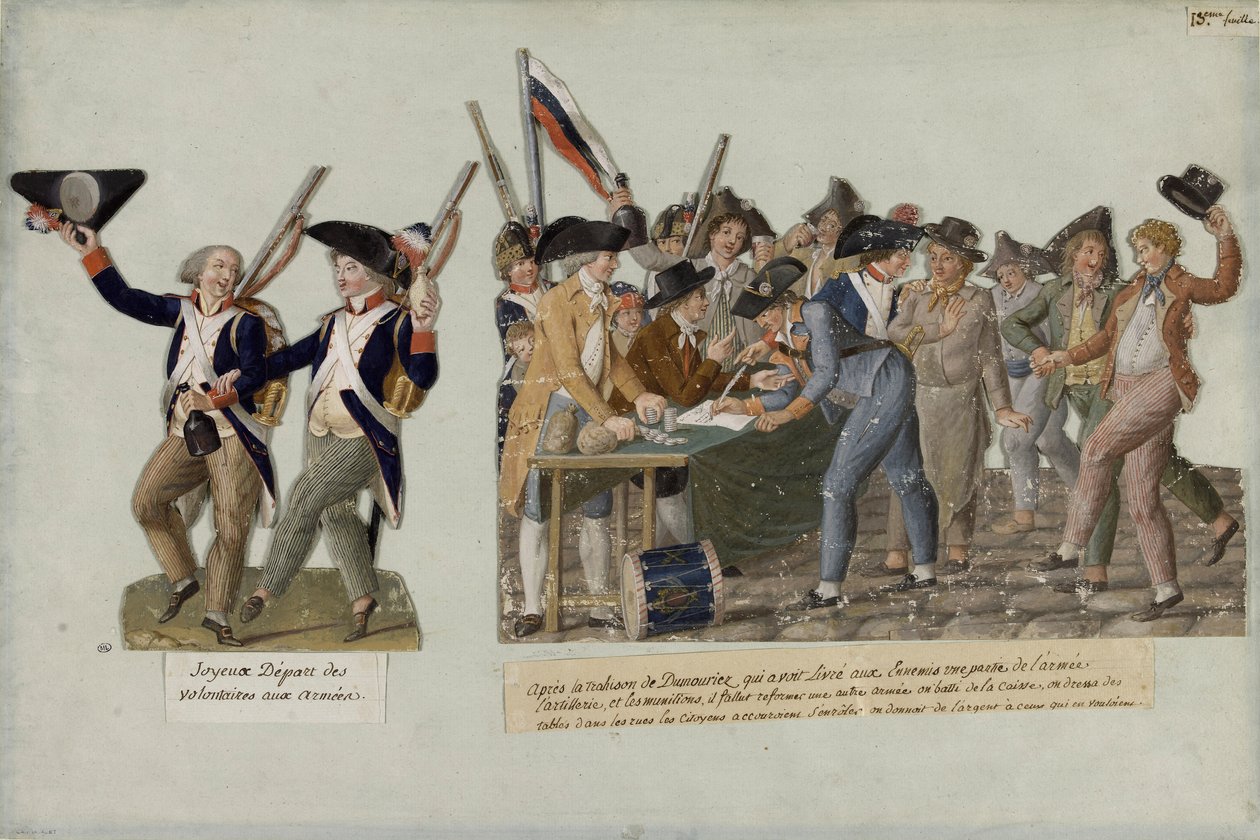 Wyjazd ochotników do armii rewolucyjnych, ok. godz. 1793. autorstwa Jean Baptiste Lesueur