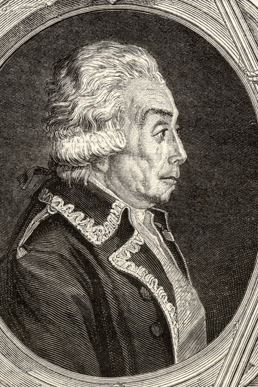 Hrabia Nicolas Luckner, wyryty przez Pannemaker-Ligny, z "Histoire de la Revolution Francaise" Louisa Blanc (1811-82) autorstwa Jean Baptiste Lienard