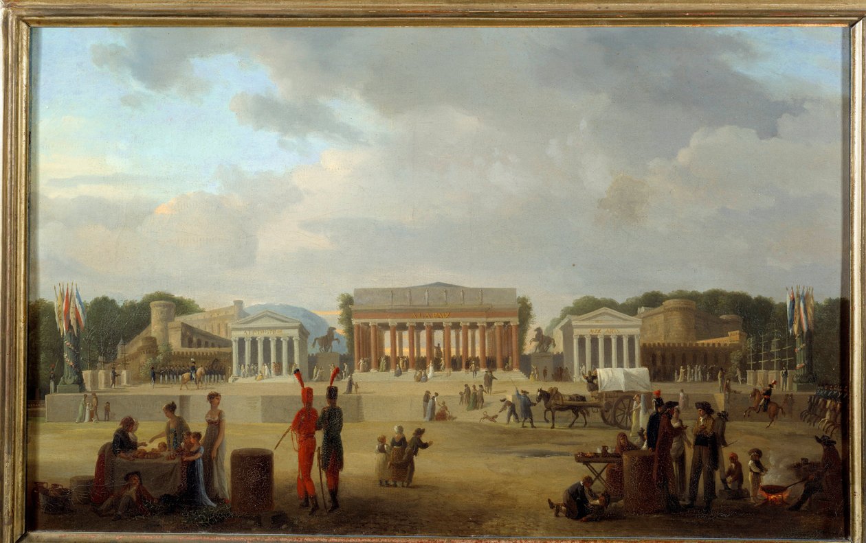 Widok na wielki teatr na Place de la Concorde w Paryżu na fete de la Paix 18 mgły i X (9/11/1801) Obraz Jean Baptiste Cazin (1791-1810) 1801 nd. 0,35x0,56 m Paryż, Muzeum Carnavalet autorstwa Jean Baptiste Louis Cazin
