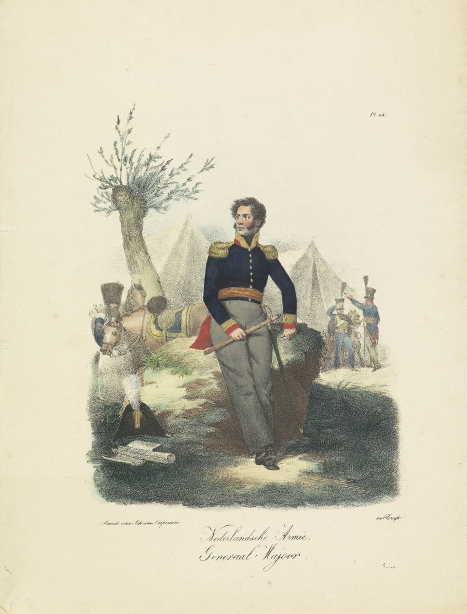 Generał dywizji, 1820-1825 Armia holenderska, generał dywizji (tytuł na obiekcie) Stroje wojskowe Królestwa Niderlandów. Dedykowane Jego Ekscelencji Willemowi van Bylandtowi (tytuł serii na obiekcie) autorstwa Jean Baptiste Madou