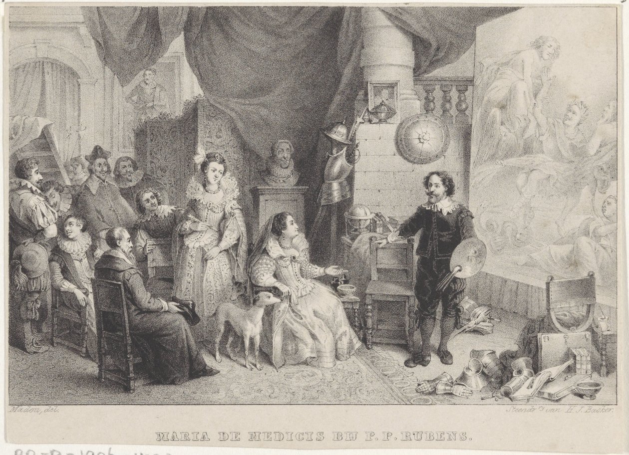 Maria de Medici z Rubensem w jego pracowni autorstwa Jean Baptiste Madou